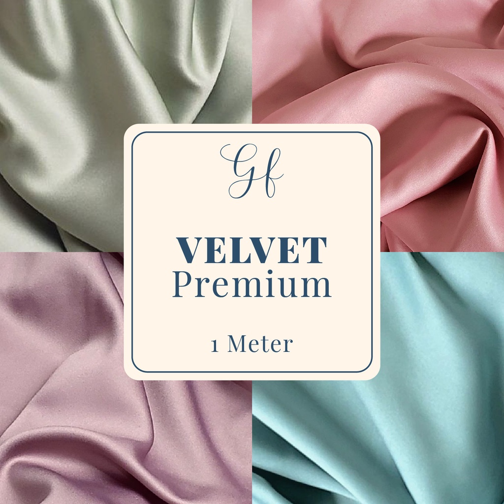 1 Meter Kain Satin Silk Velvet PREMIUM Bahan Dress, Dalaman, Bridesmaid, Kebaya