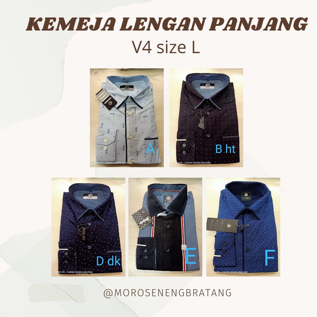 hem kemeja pria dewasa lengan panjang V4 classic motif size L