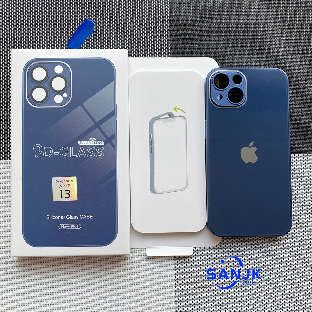 Casing Ponsel Kaca Tempered 9D Mewah Untuk 11 12 13 14 Pro Max Dengan Lensa Pelindung Kamera Shockproof 11 ProMax Square Edge Liquid Silicone Case