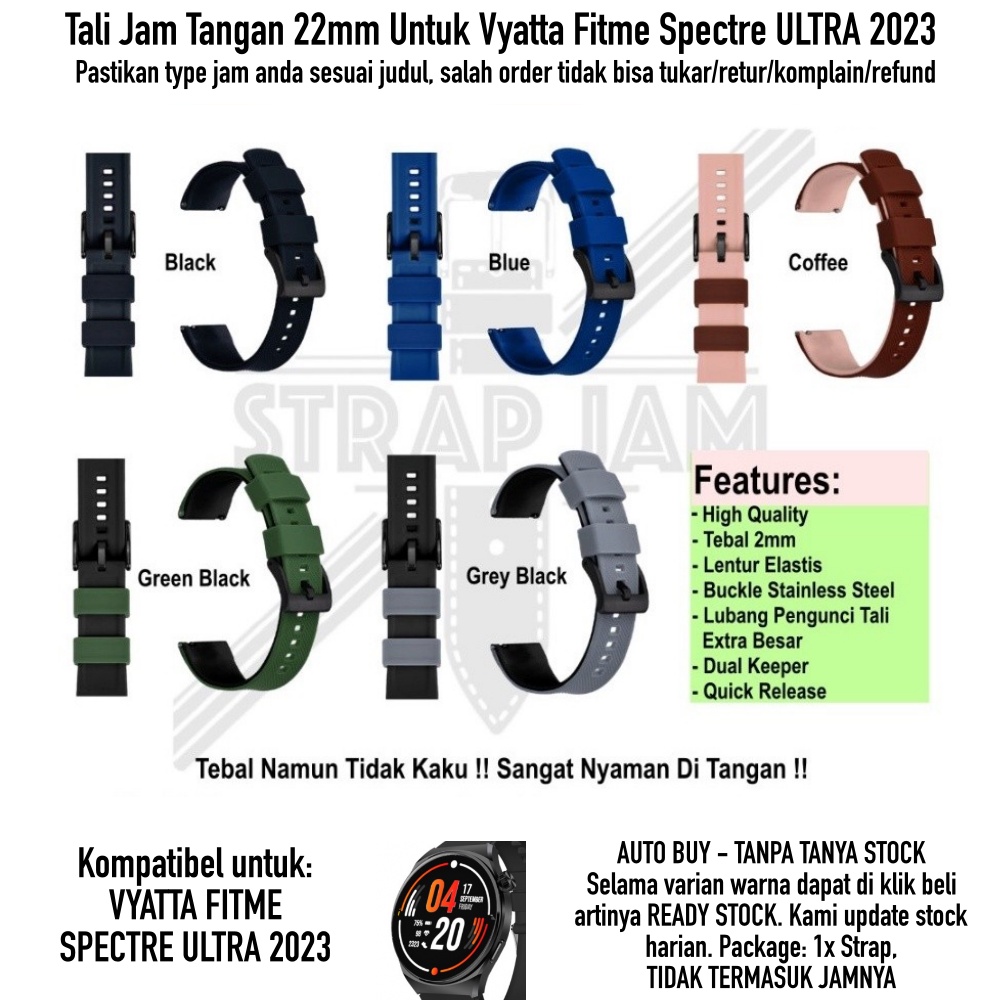 HNN Tali Jam Vyatta Fitme Spectre Ultra 2023 - Strap 22mm Rubber Lentur