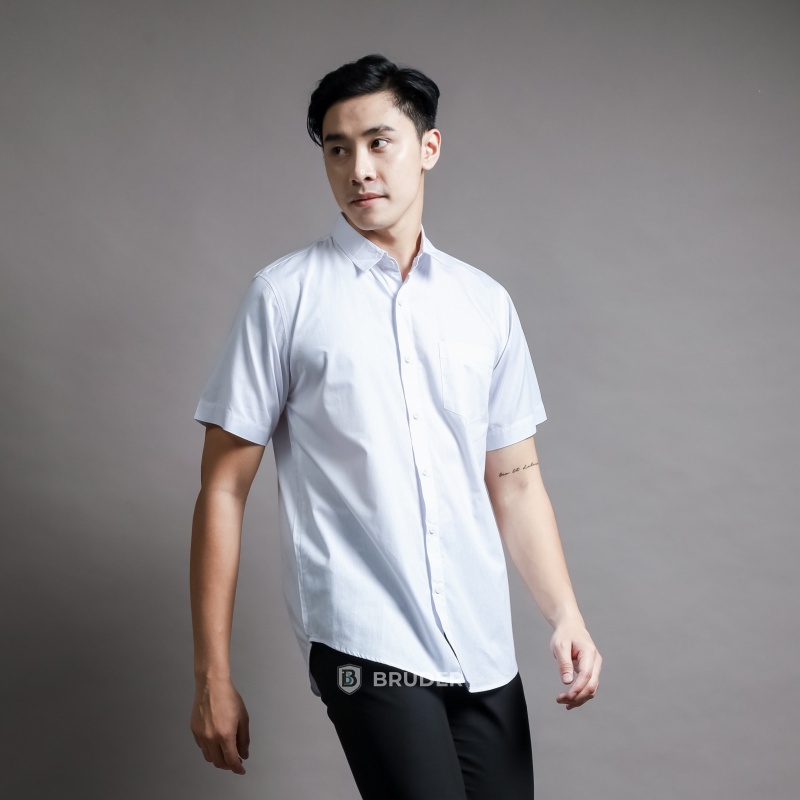 Baju Kemeja Formal Pria Lengan Pendek Polos Basic - By Bruder