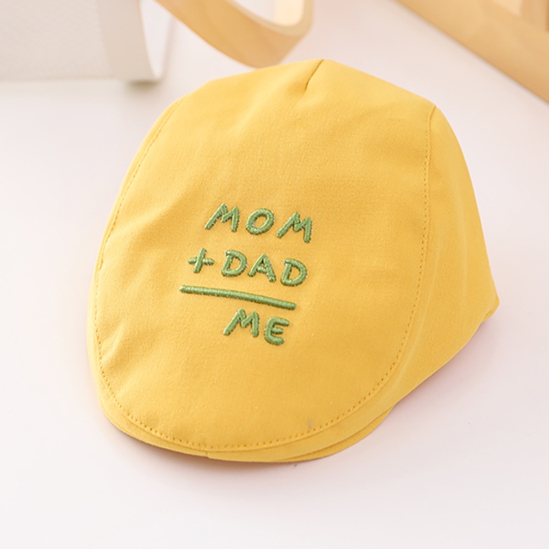 NEW Topi baret bayi motif mom + dad and me lima warna kualitas premium