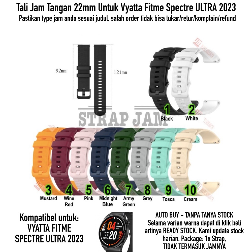 OYE Tali Jam Vyatta Fitme Spectre Ultra 2023 - Strap 22mm Silikon Lentur Nyaman