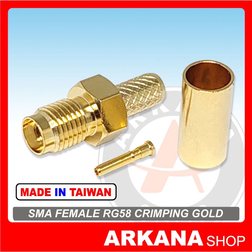 KONEKTOR SMA FEMALE RG58 CRIMPING GOLD