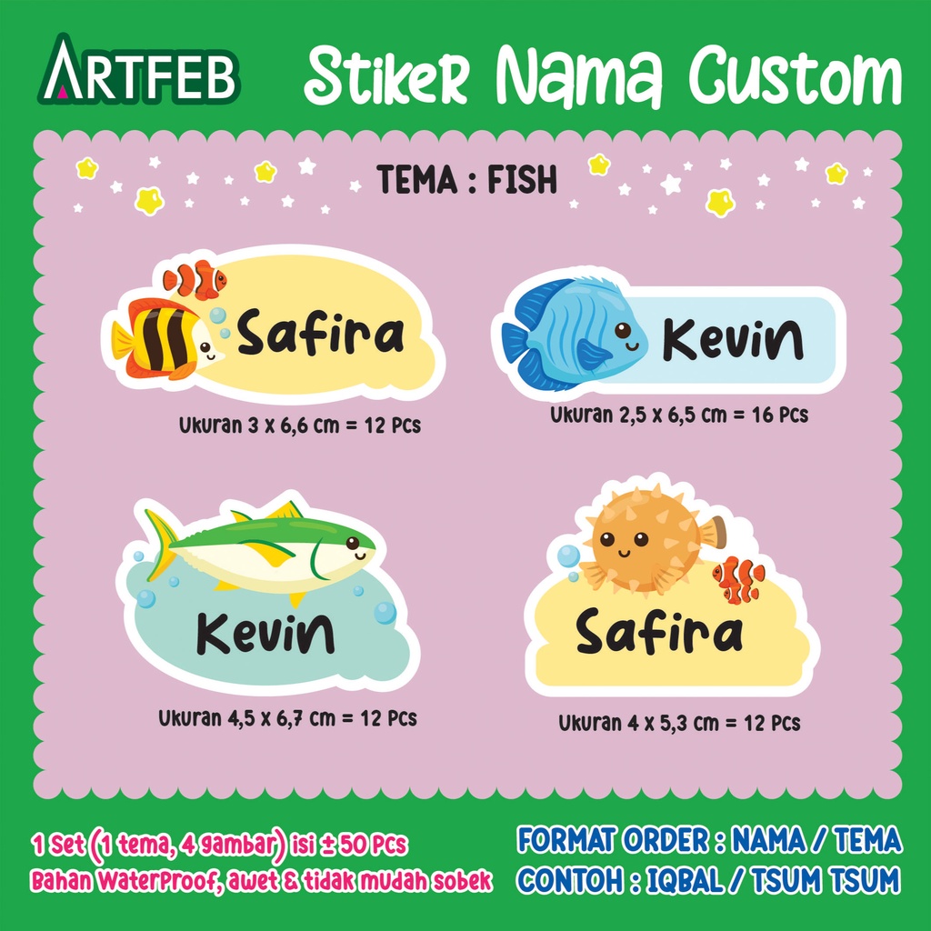 

50 PCS STIKER NAMA PAKET / STICKER NAMA WATERPROOF / STIKER BUKU