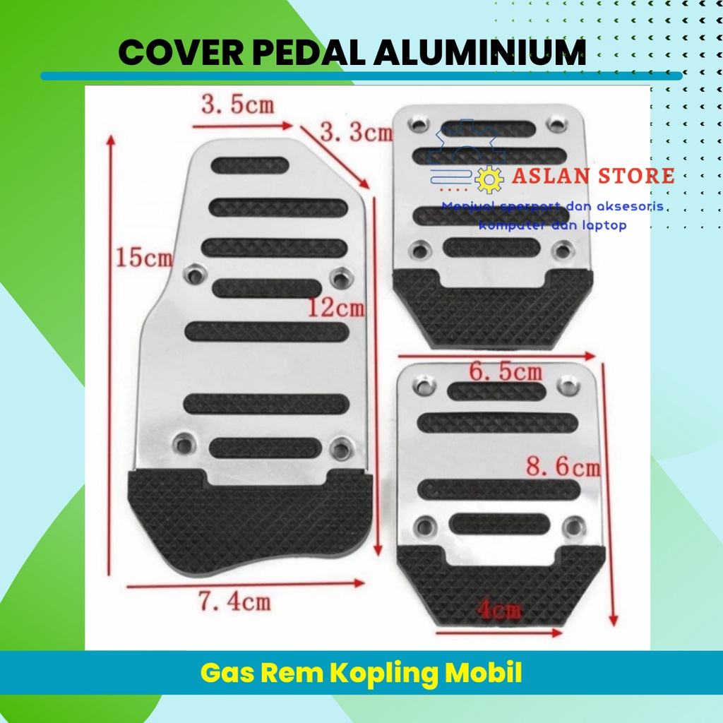 Cover Pedal Aluminium Gas Kopling Rem Mobil Manual Aksesoris Mobil