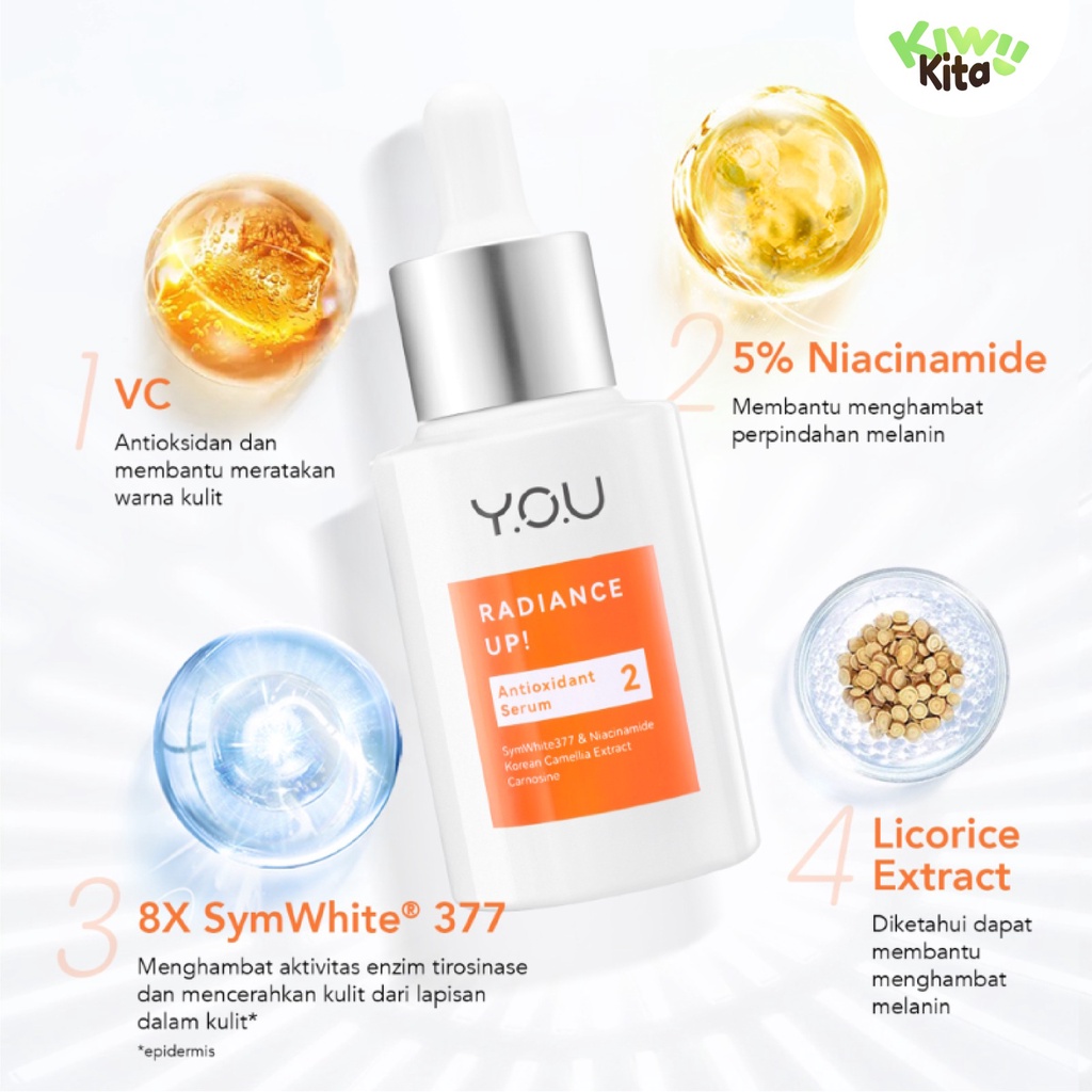 YOU 8× SymWhite 377 Radiance Up! Brightening Serum with Niacinamide Vitamin C | Atasi Bekas Jerawat and Dark Spot