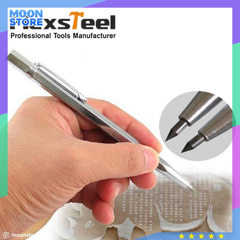 

Flexsteel Pena Ukir Metal Scriber Tungsten Carbide Tip Silver