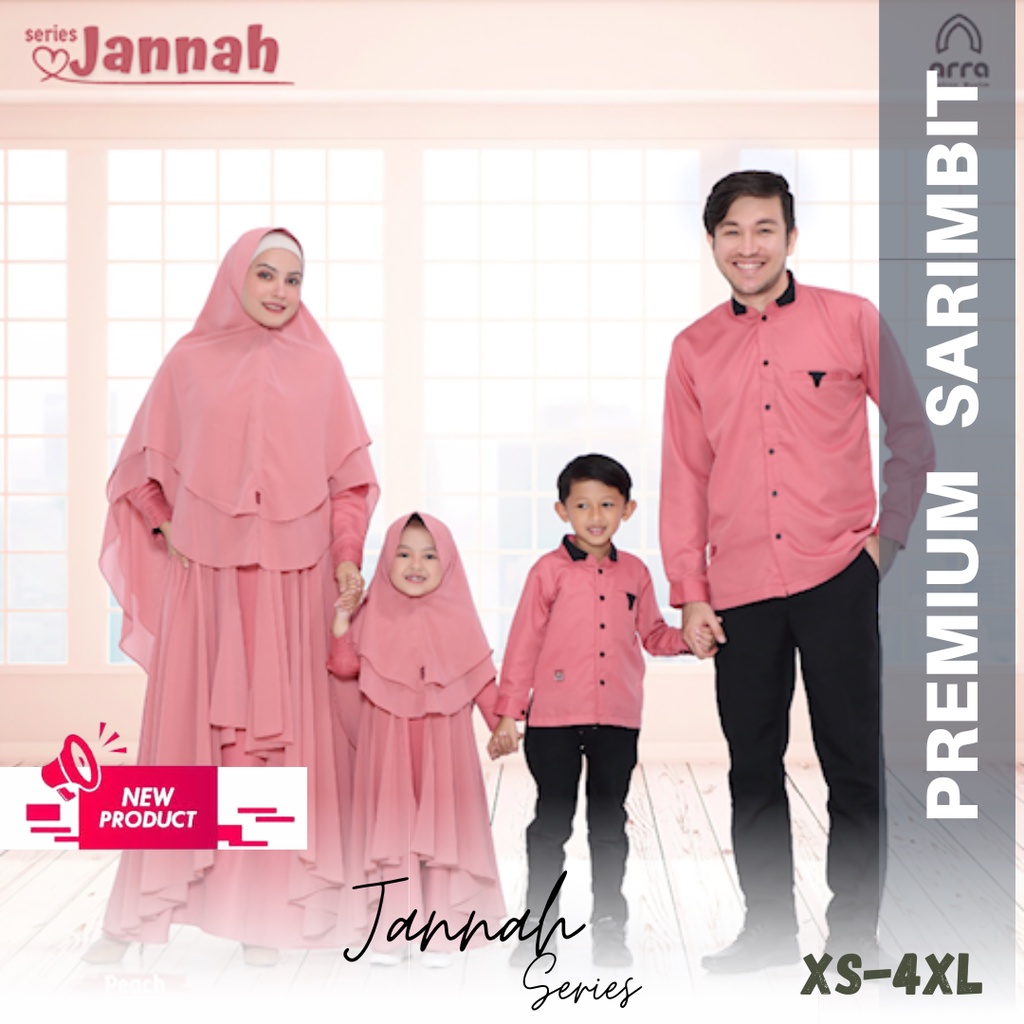 Gamis Couple Ibu Anak Perempuan Premium Series Jannah Peach By Arra - Baju Couple Pasangan Lebaran -