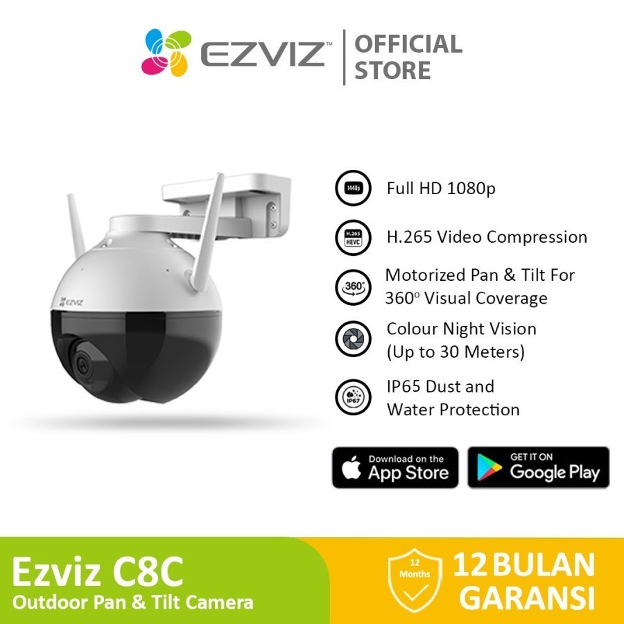 Ezviz C8C Outdoor Pan Tilt Smart CCTV Wifi IP Camera Color Night Vision H.265