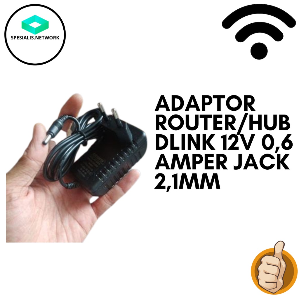 ADAPTOR ROUTER/HUB DLINK 12V 0,6 AMPER JACK 2,1MM