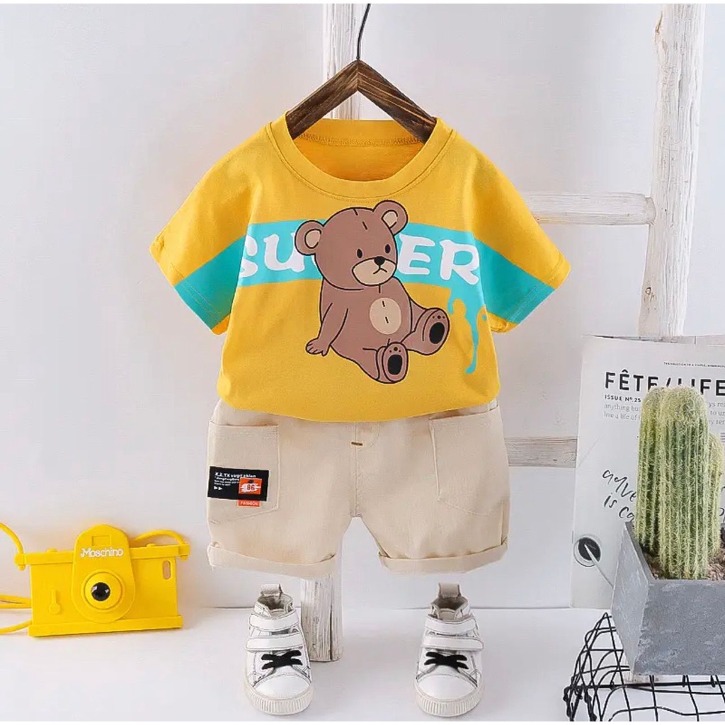 PROMO-SETELAN ANAK BAJU ANAK 1-5 TAHUN MOTIF SUPER BEAR SETELAN ANAK LAKI LAKI PAKAIAN ANAK LAKI LAKI