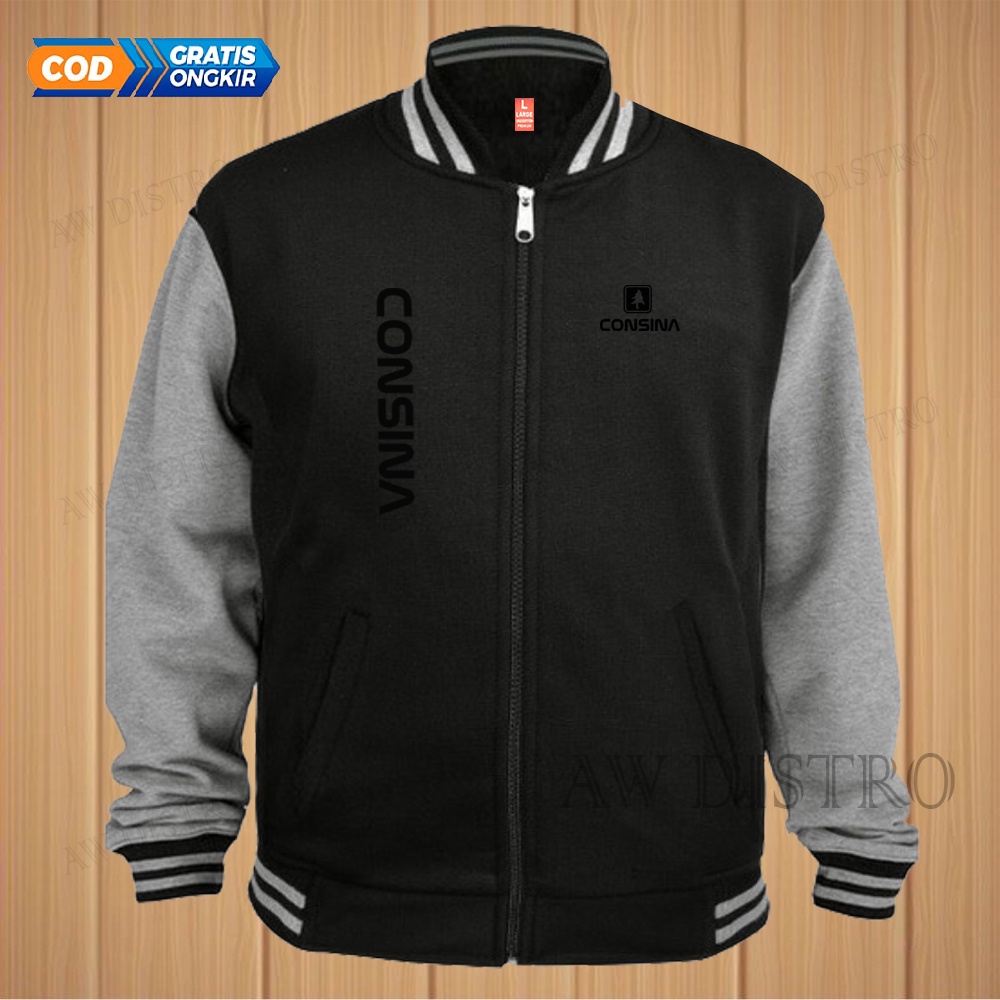 COD Jaket Baseball Varsity Distro Con Kirka Text Hitam Premium Quality