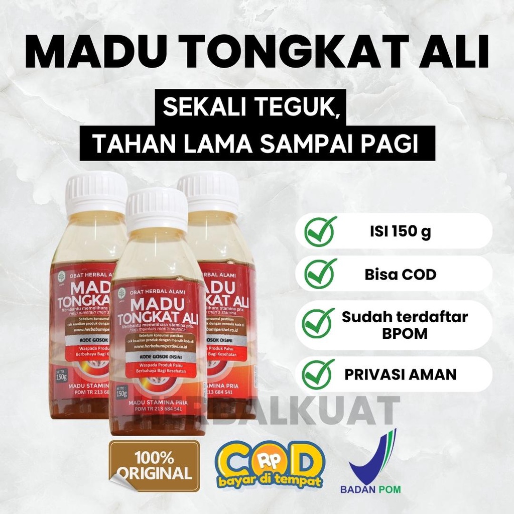 

Madu Tongkat Ali Herbal Penambah Stamina Pria Dewasa & Tahan Lama Sudah B POM Gratis Ongkir Bisa COD