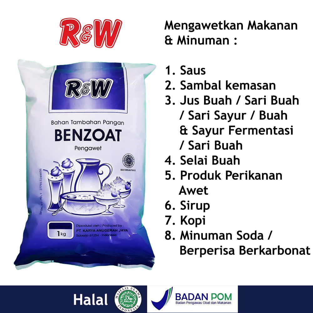 Natrium Benzoat Pengawet Makanan Minuman Rajawali R&amp;W 15 g RW 1 Pack