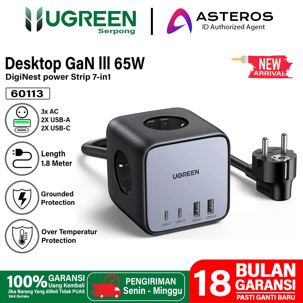 UGREEN Desktop Charger GaN 65W DigiNest Power Socket USB Type C Charging Station