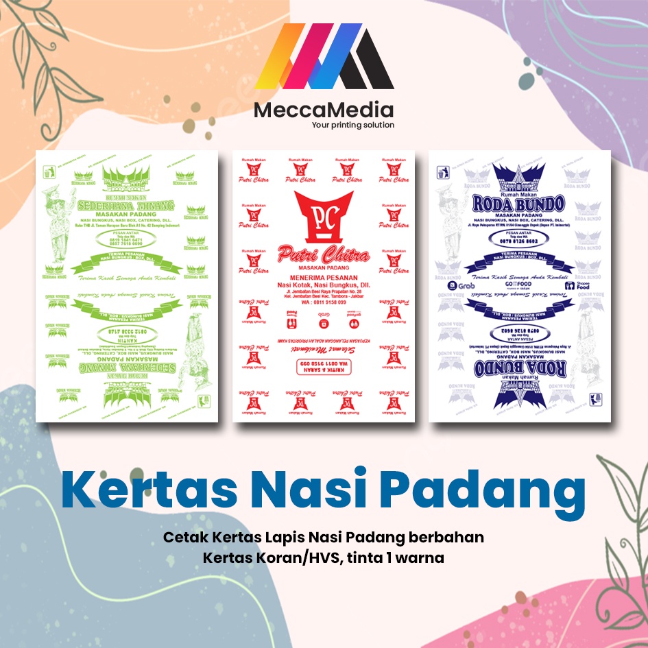 

Kertas Nasi Padang, Bungkus Nasi Padang 30 x 43 cm Custom