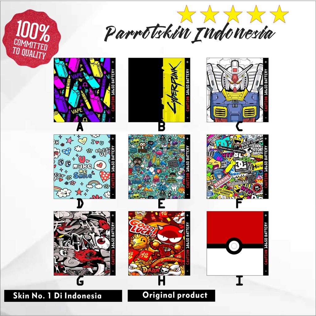 isi 2 Stiker Garskin Wrap Baterai 18650 Bisa Custom gambar