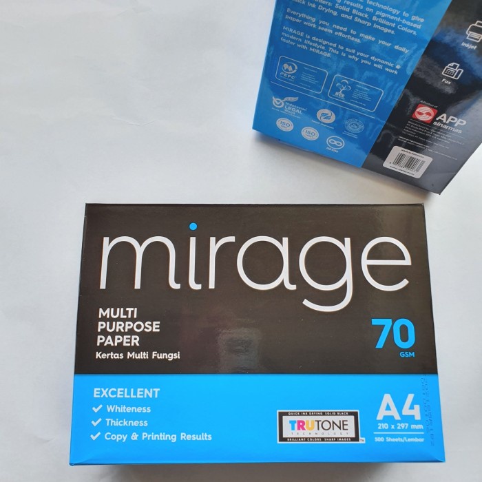 Kertas Print Fotocopy HVS A4 Mirage 70gsm Multi Purpose Isi 500 Lembar Original