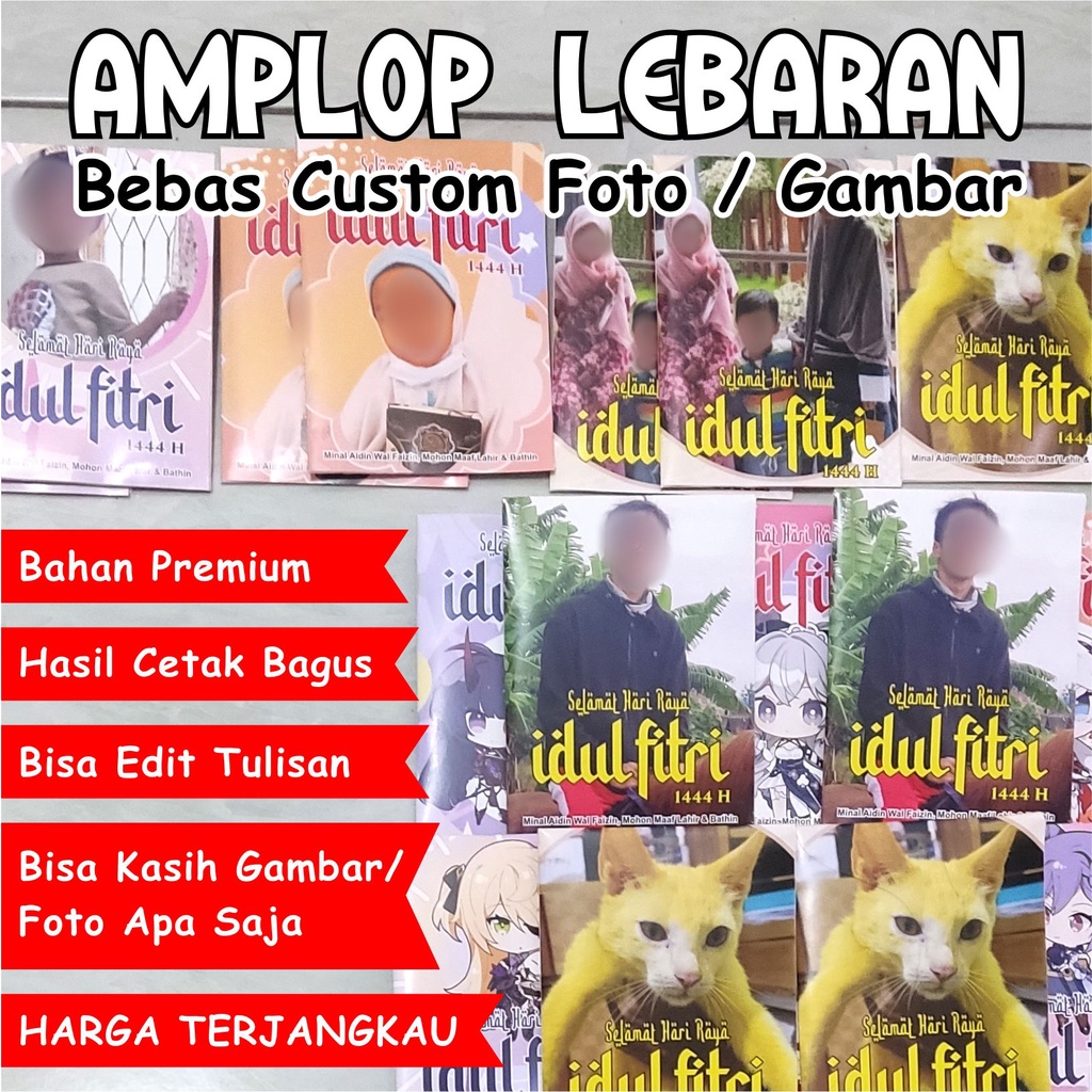 

Amplop Lebaran CUSTOM / Angpao THR Unik Bebas Kasih Gambar Foto & Edit Teks Nama