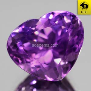 AT-045 Batu Permata Kecubung Ungu Purple Amethyst Uruguay Heart Hati Natural 9.96 Ct. Untreated Bers
