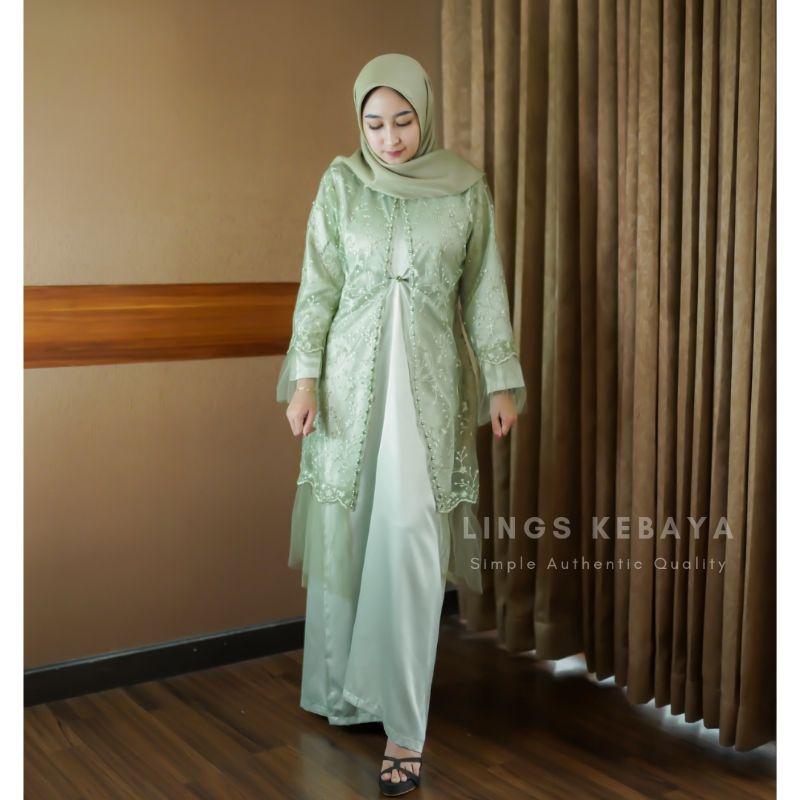 Bridesmaid Dress Kondangan Muslim Inner Outer Kaftan / Sage Green Nude Milo Mauve Taro Rosegold Silver Taupe Lavender Ice Blue Denim