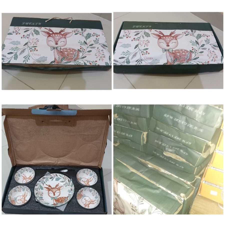 Ceramic Bowl Plate /Alat Makan Mangkok Piring Keramik Hampers Rusa Set