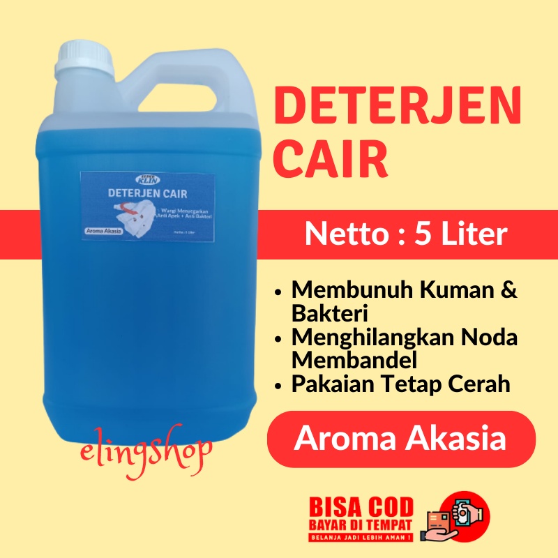 Sabun Deterjen Detergen Detergent Laundry Cair Wangi Aroma Akasia Premium 5 Liter