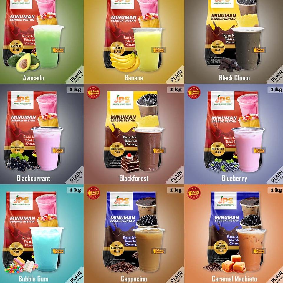 

Terlaku.../ 39 Rasa Bubuk Minuman JPS 1 kg PLAIN Tanpa Gula - Kiloan Coklat Kopi Matcha Green Tea Thai Tea Taro Vanilla Permen Karet Klepon Serbuk Instan