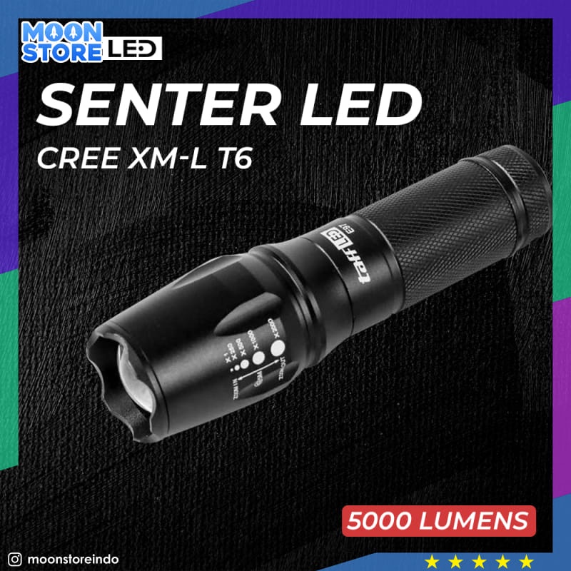 Taffled Senter Led Cree Xm L T6 26650 5000 Lumens E97 Black