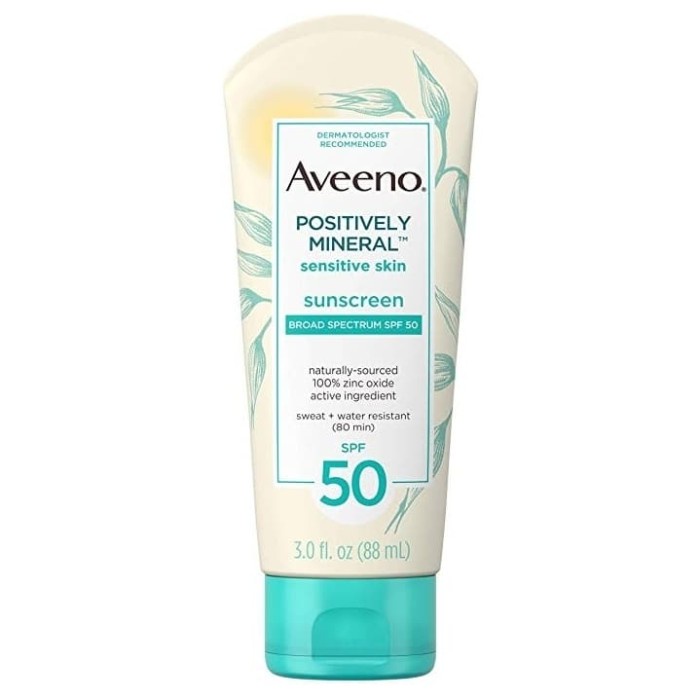 Aveeno Positively Mineral Sensitive Skin Sunscreen Spf50 88ml