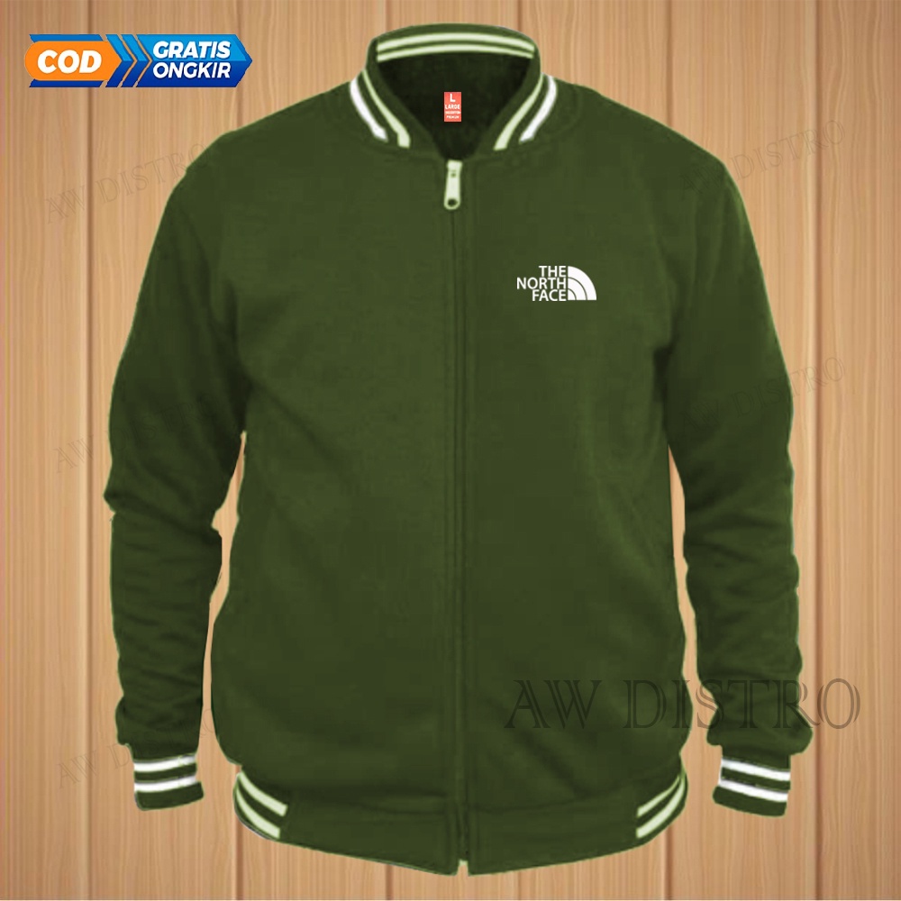 COD Jaket Baseball Varsity Distro TNF Text Putih Premium Quality