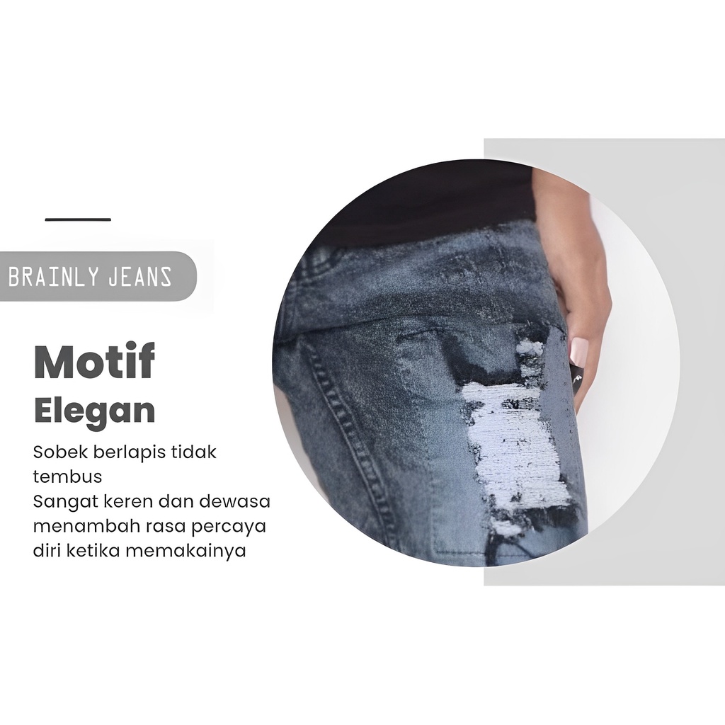 BRAINLY Celana Jeans Pria Panjang Sobek Lapisan Roek Lutut Destroy HITAM GREY Ripped Pensil Slimfit Original Levis Tembus Distro Denim Ngaret Strecth Bikers Ukuran 27 34 Import Warna Keren Kekinian Melar Standart Murah Bigsize Jumbo Karet