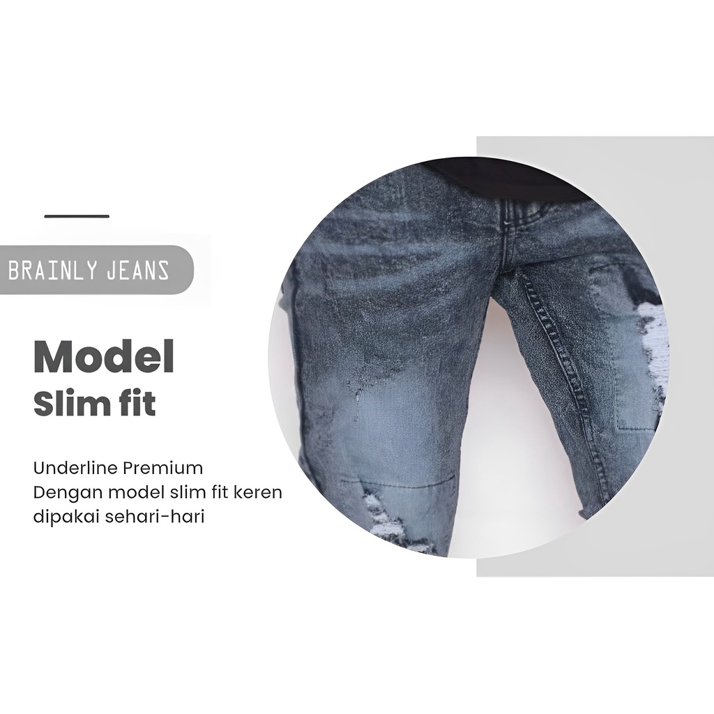 BRAINLY Celana Jeans Pria Panjang Sobek Lapisan Roek Lutut Destroy HITAM GREY Ripped Pensil Slimfit Original Levis Tembus Distro Denim Ngaret Strecth Bikers Ukuran 27 34 Import Warna Keren Kekinian Melar Standart Murah Bigsize Jumbo Karet