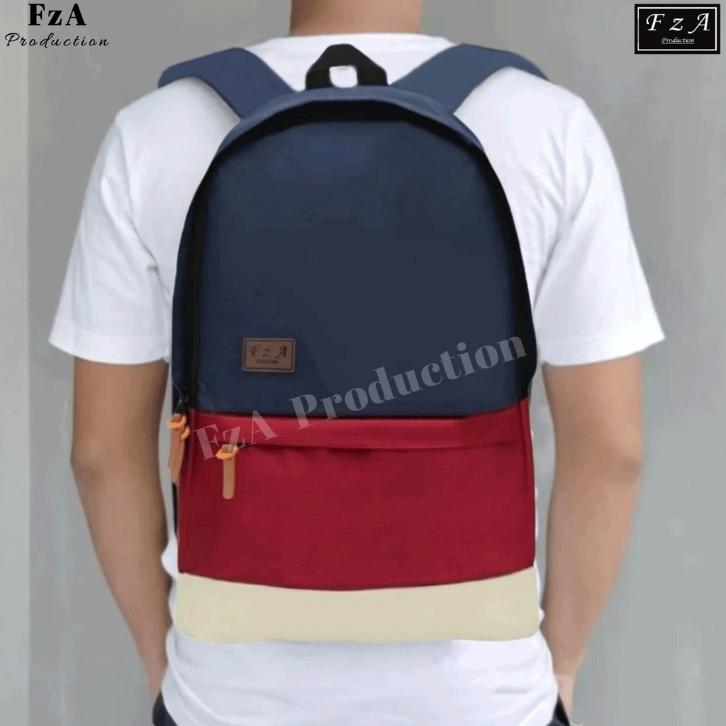 FzA Official - Big Promo..Tas Ransel Distro sekolah kuliah Kerja Pria 4286CV Tas Ransel Laptop - Navy Maroon