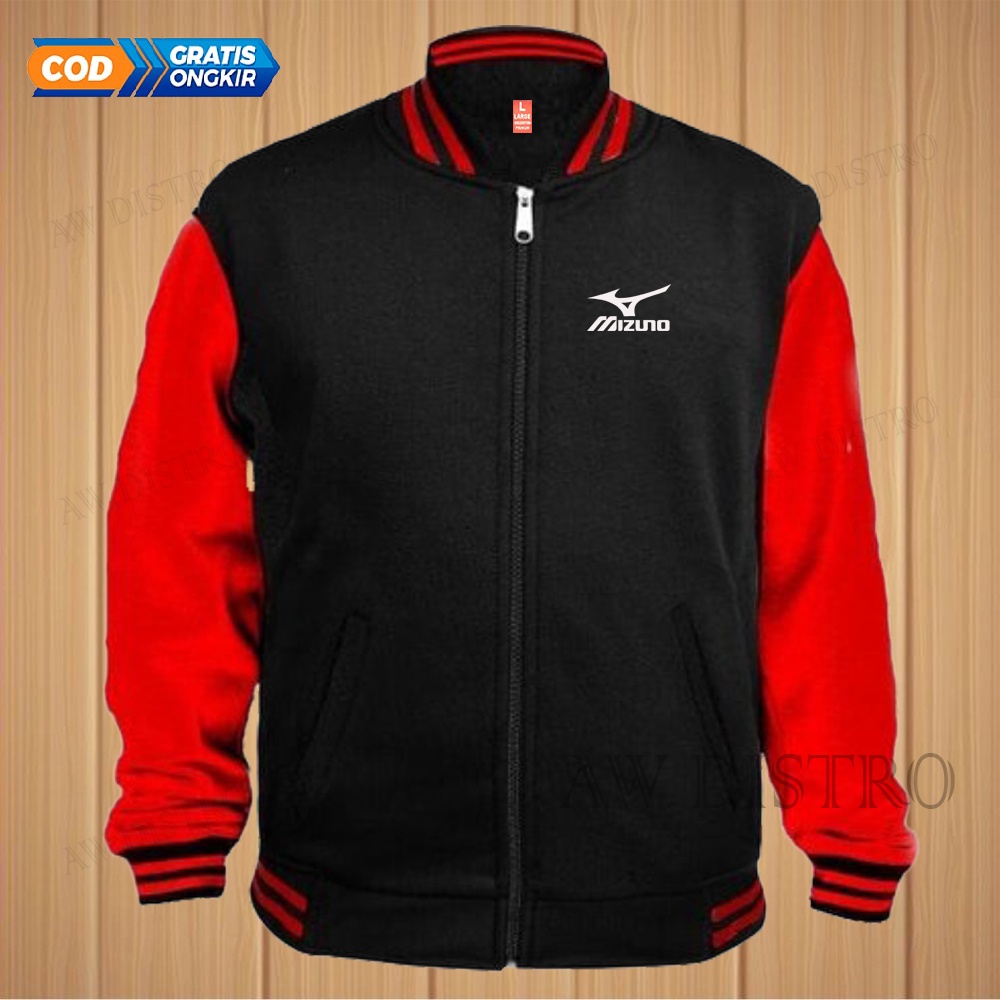 COD Jaket Baseball Varsity Distro MZN Text Putih Premium Quality