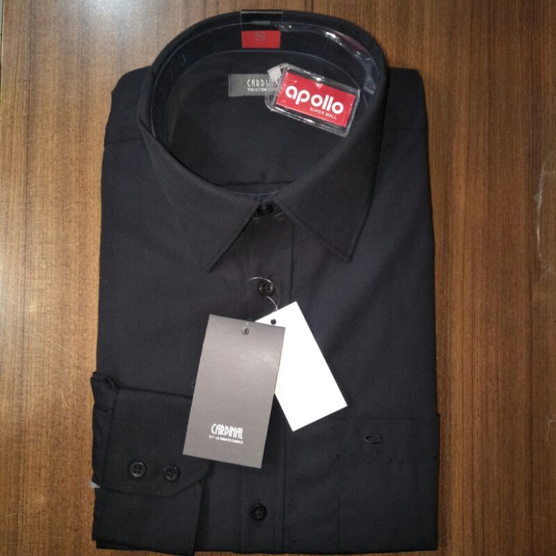 cardinal BIGSIZE kemeja polos lengan panjang hitam reguler jumbo