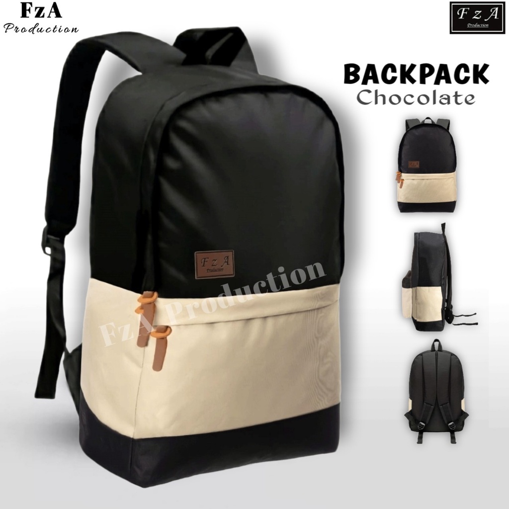 FzA Official - Big Promo..Tas Ransel Distro sekolah kuliah Kerja Pria 4286CV Tas Ransel Laptop - Chocolate