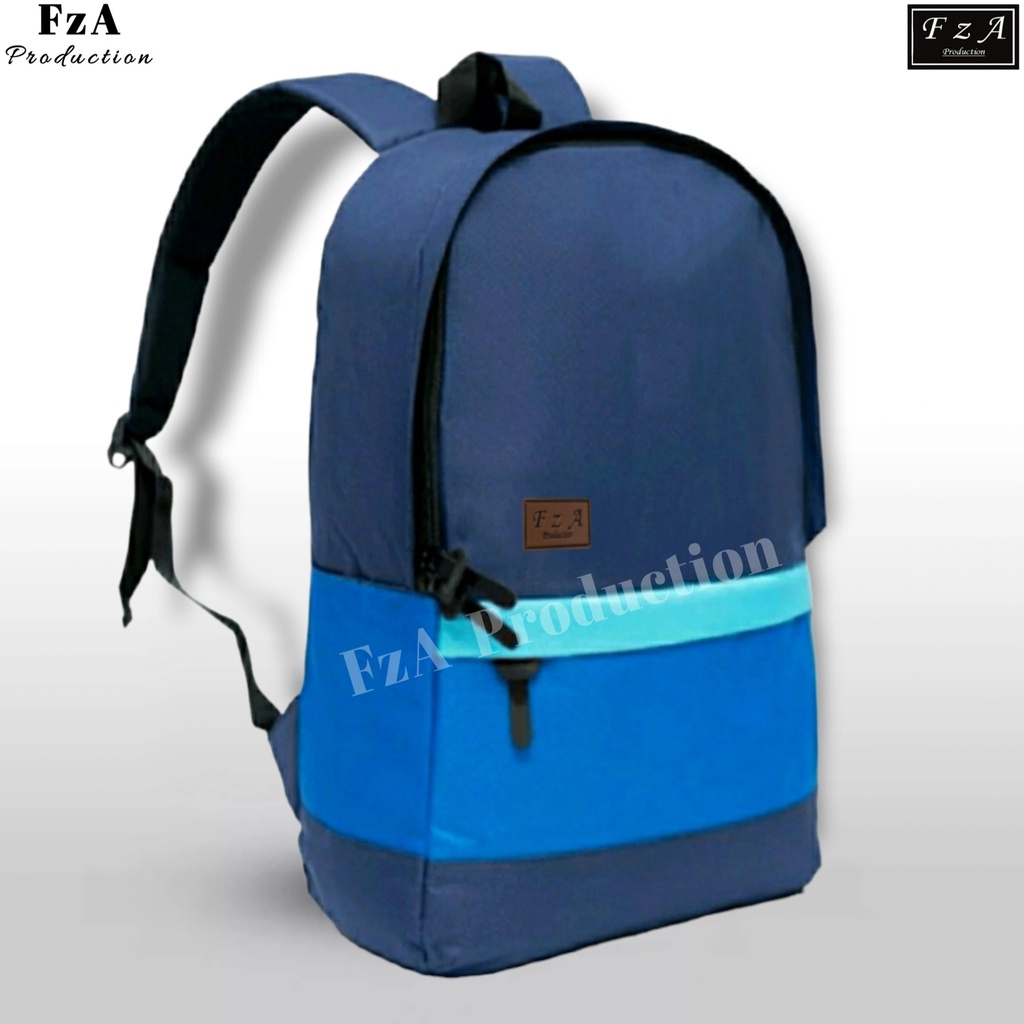 FzA Official - Big Promo..Tas Ransel Punggung Distro Casual Pria Wanita / Tas Ransel Laptop Sekolah Kuliah Bacpack Distro Original - Navy Logo