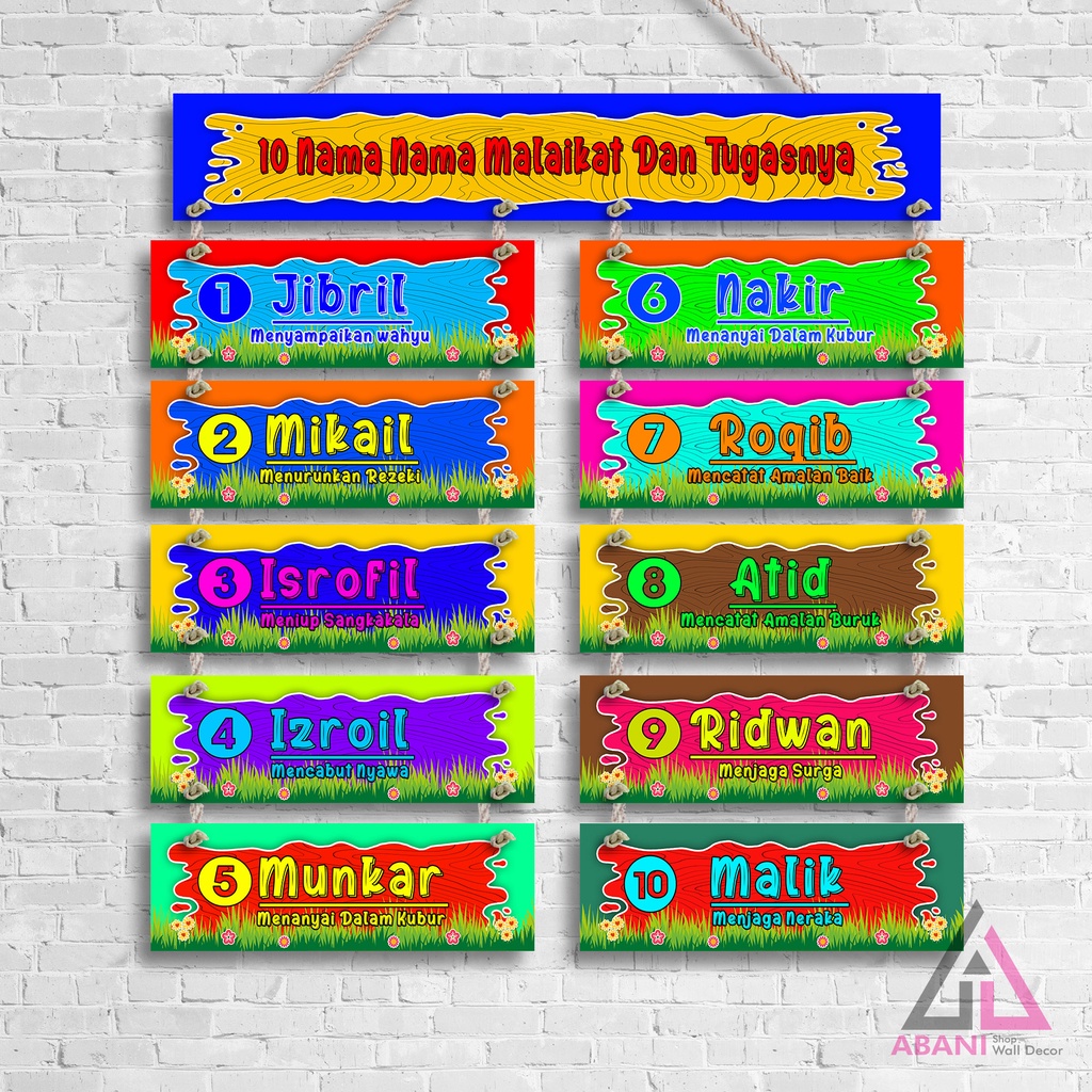 Abani Hiasan Dinding Kelas Paud TK SD SMP Nama Nama Malaikat Beserta Tugasnya Hiasan Kelas Islami Na