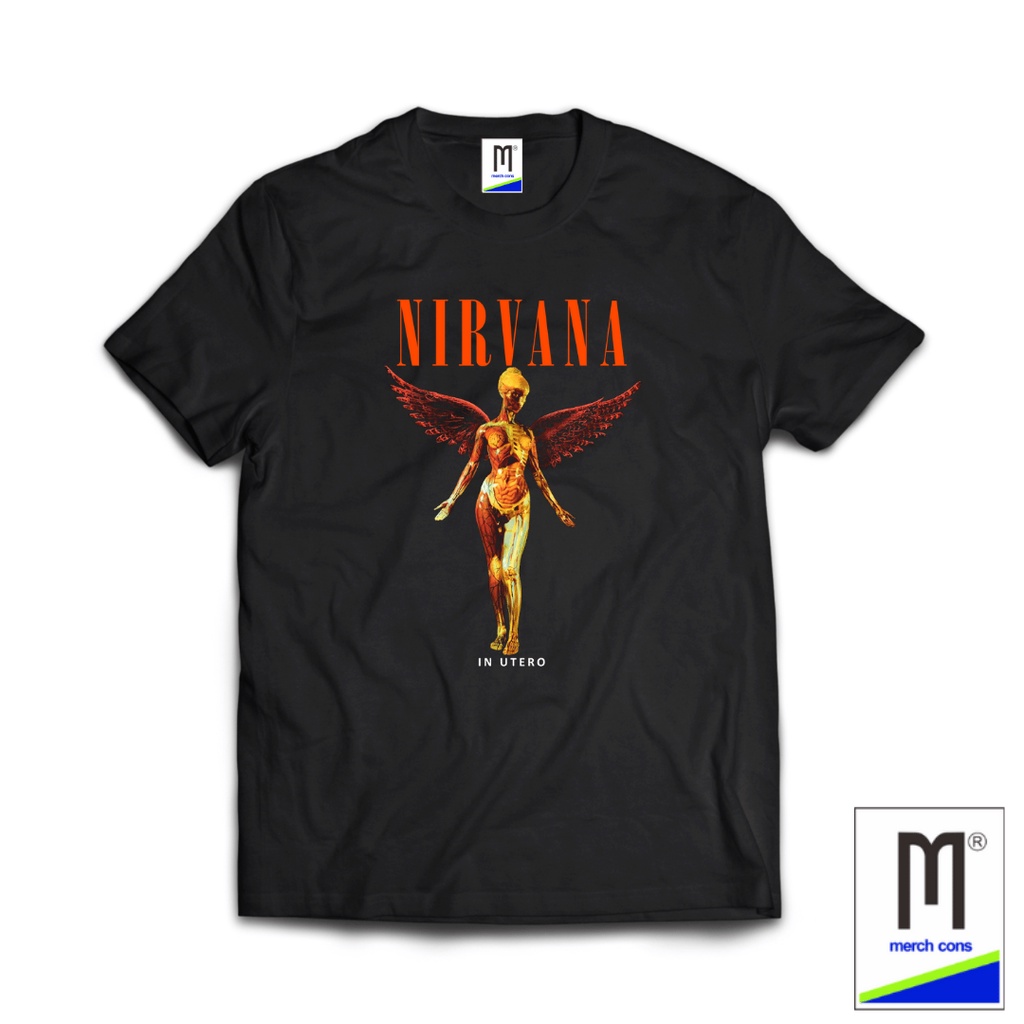 KAOS BAND NIRVANA HITAM TAG MERCHCONS SIZE LUAR / KAOS MUSIK DISTRO