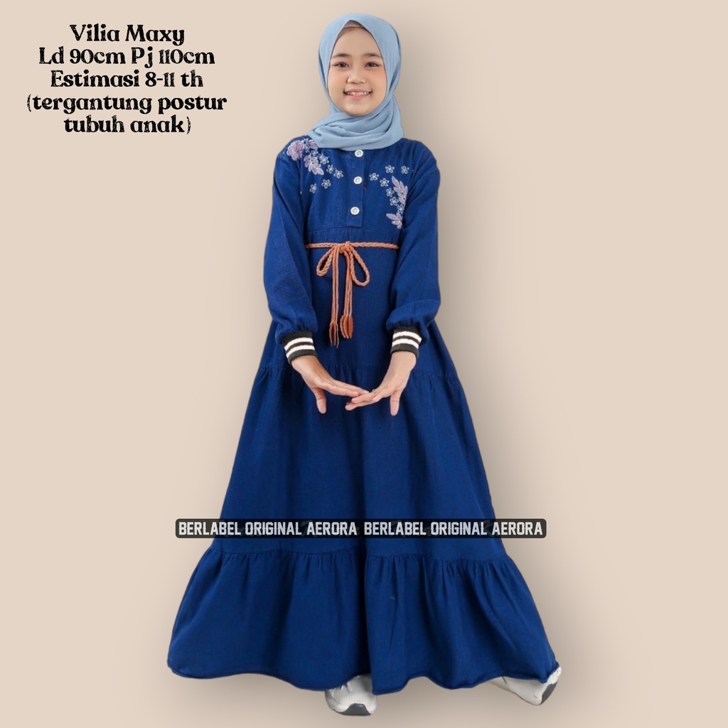 Baju Gamis Dress Jeans Anak Perempuan Tanggung Umur 11 12 Tahun Terbaru 2023 Modern Kondangan Premium Kekinian Ld 86 P 110 Raira Kids Maxy Allsize