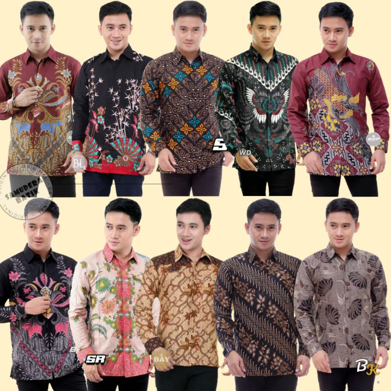 Kemeja Batik Pria Lengan Panjang BATIK SAMUDERA HRB026 motif KERATONAN Kode 002 size M L XL XXL Reguler