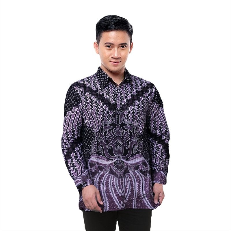 Batik Pria Lengan Panjang BATIK SAMUDERA HRB026 motif KERATONAN Kode 002 size M L XL XXL Reguler