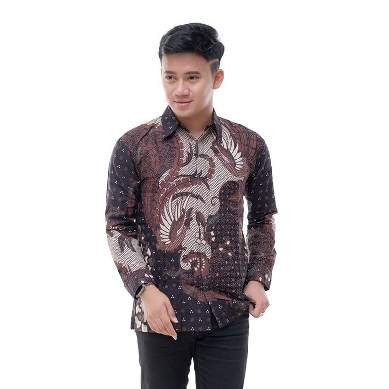 Batik Pria Lengan Panjang BATIK SAMUDERA HRB026 motif KERATONAN Kode 002 size M L XL XXL Reguler