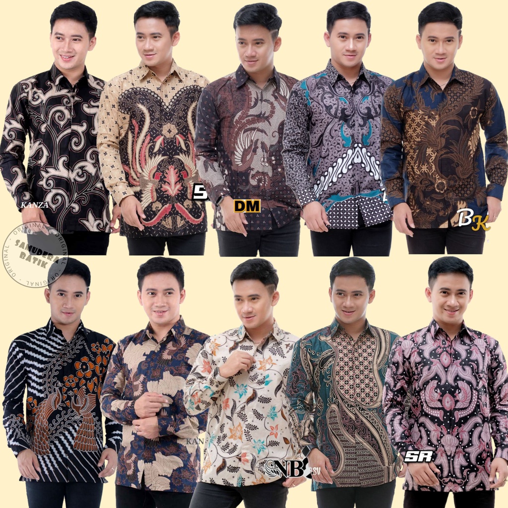 Kemeja Batik Pria Lengan Panjang BATIK SAMUDERA HRB026 motif KERATONAN Kode 002 size M L XL XXL Reguler