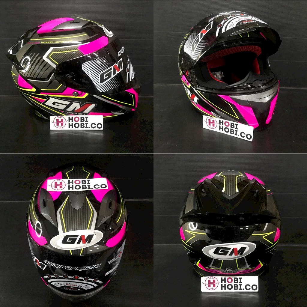 HELM GM RACE PRO MOTIF TUNER BLACK PINK SINGLE VISOR