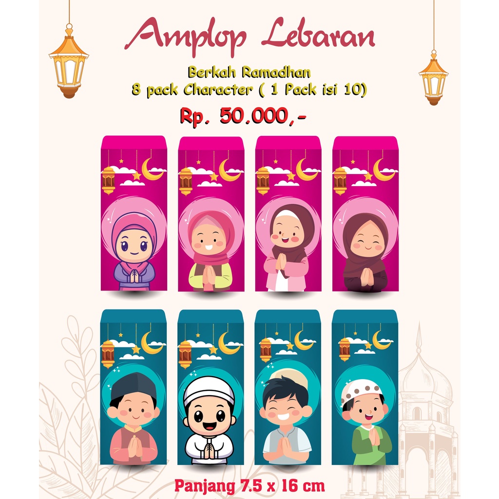 

Amplop THR, THR Anak, Paket 8 Pack Karakter (1 pack isi 10) Termurah