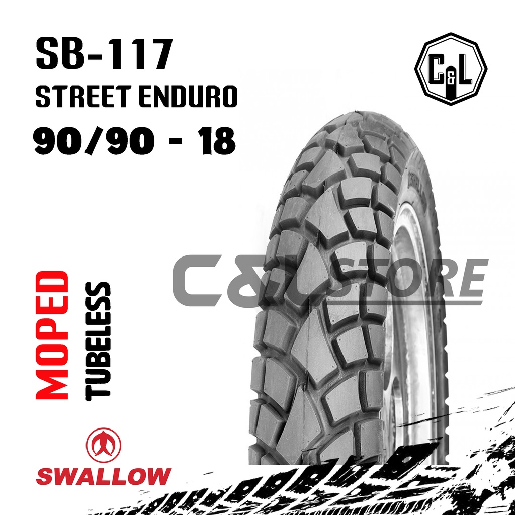 BAN LUAR MOTOR SWALLOW 90/90-18 RING 18 SB-117 STREET ENDURO TUBELESS