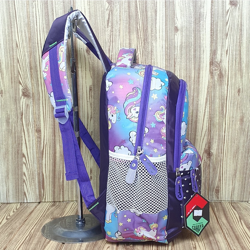 Tas Cahaya Ungu Motif Unicorn Little Pony Ransel Sekolah SD TK Murah Trendy Berkualitas Tas Ransel Cewek Ala Korea Free Raincover Backpack Sekolah Anak Perempuan Kuda Pony Pink Biru